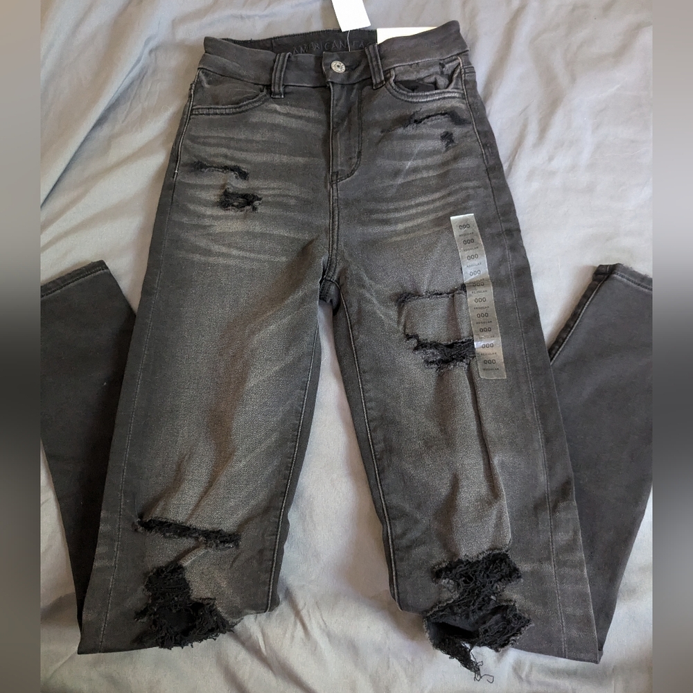 American Eagle Curvy Super Hi Rise jeggings Black NWT size 000